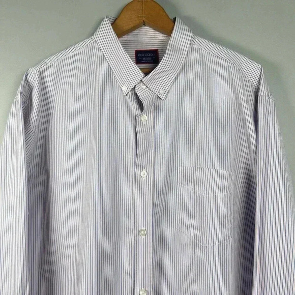 Untuckit Button Up Shirt Mens Size XXL Slim Blue Pink Stripe Casual Long Sleeve - Picture 2 of 11